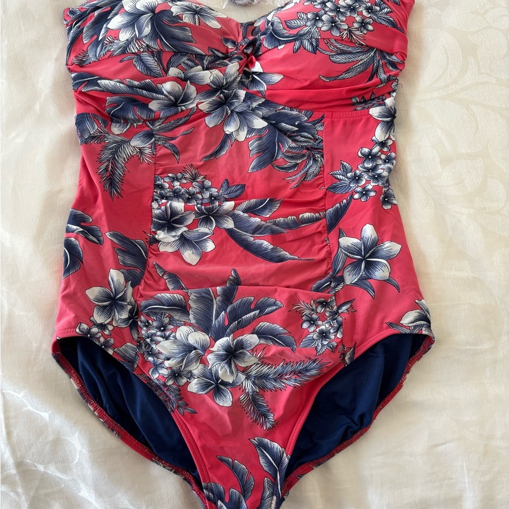 Seafolly Australia Floral Lady’s One Piece Swimwear in Coral and Blue Size 14
